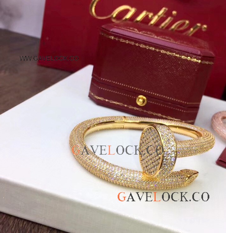 Copy Cartier Just Un Clou Replica Bracelet Cartier Nail Bracelet Iced Out All Gold